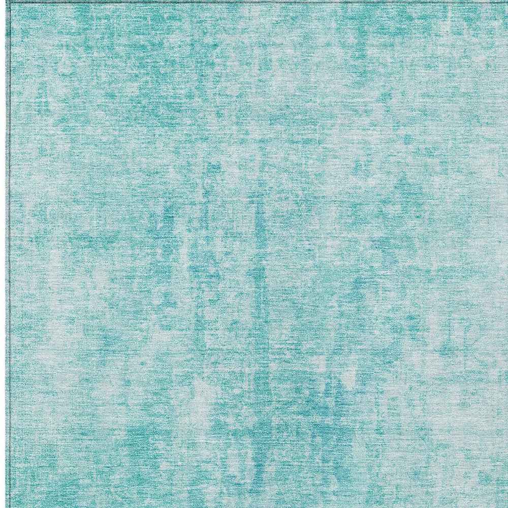 5' X 8' Teal Blue And Ivory Abstract Washable Indoor Outdoor Area Rug