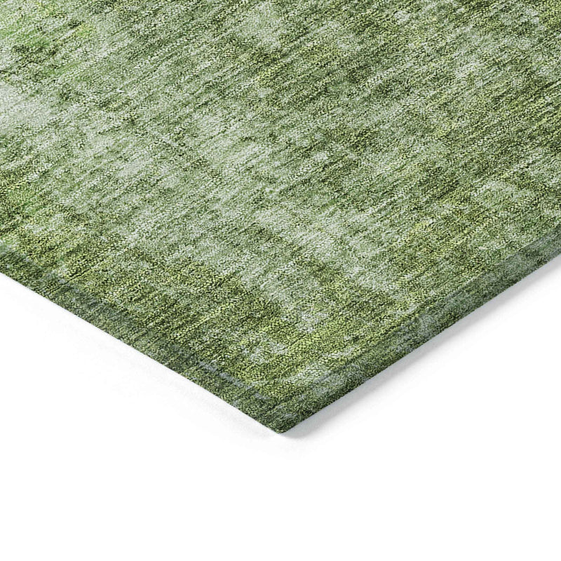 3' X 5' Olive Green And Artichoke Green Abstract Washable Indoor Outdoor Area Rug