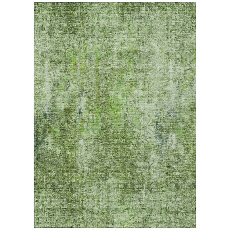 3' X 5' Olive Green And Artichoke Green Abstract Washable Indoor Outdoor Area Rug