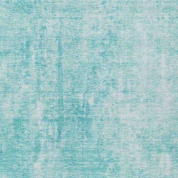 9' X 12' Teal Blue And Ivory Abstract Washable Indoor Outdoor Area Rug