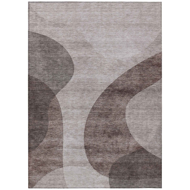 3' X 5' Brown Taupe And Beige Abstract Washable Indoor Outdoor Area Rug