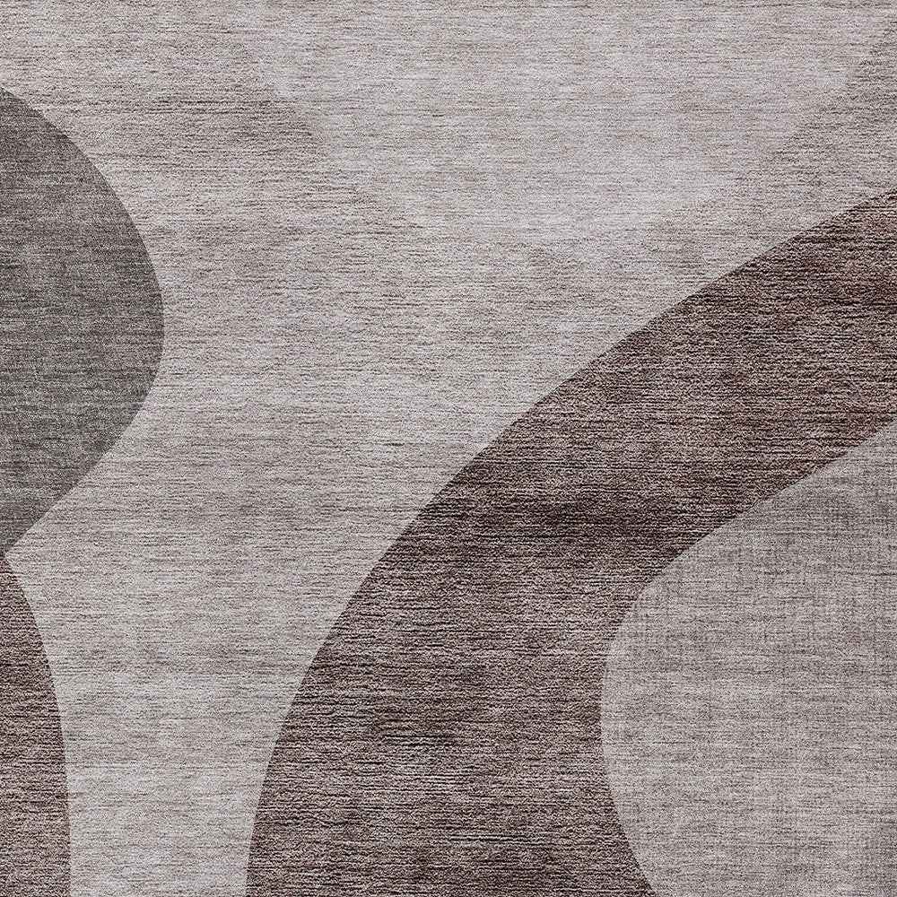 3' X 5' Brown Taupe And Beige Abstract Washable Indoor Outdoor Area Rug