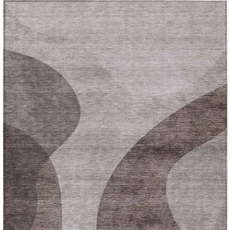 8' X 10' Brown Taupe And Beige Abstract Washable Indoor Outdoor Area Rug