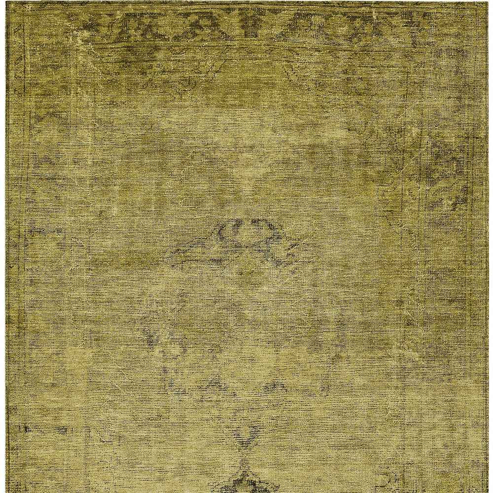 10' X 14' Gold Brown And Wheat Oriental Washable Indoor Outdoor Area Rug