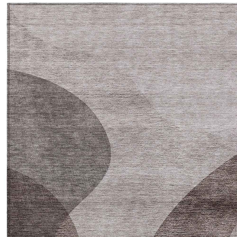8' X 10' Brown Taupe And Beige Abstract Washable Indoor Outdoor Area Rug