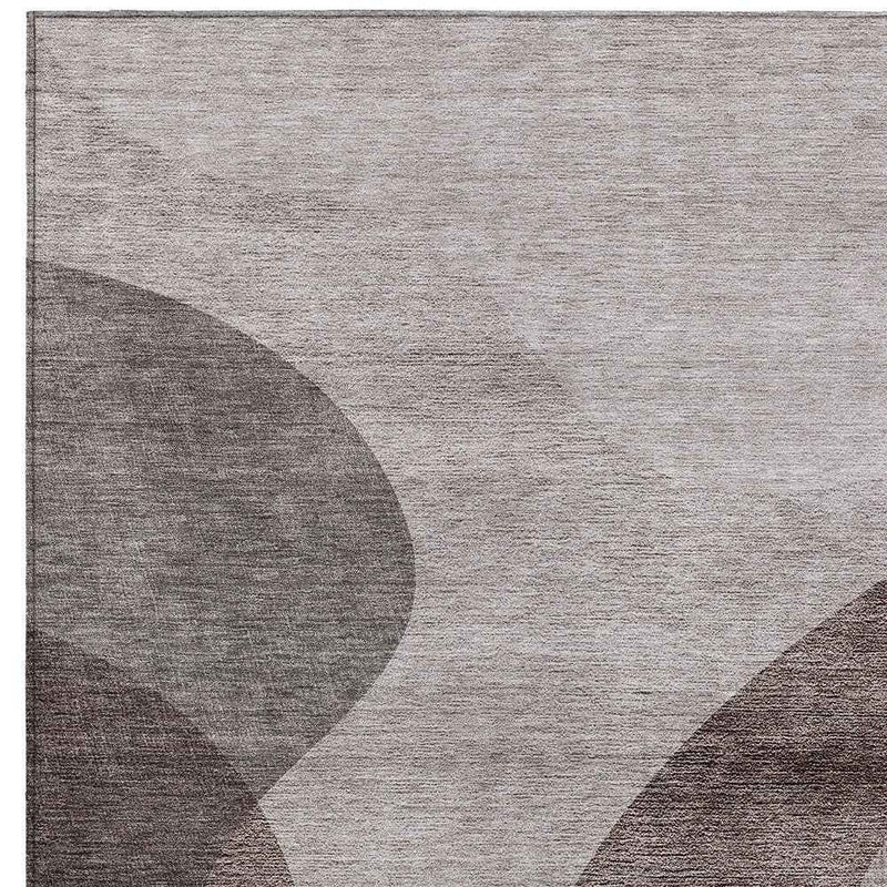 8' X 10' Brown Taupe And Beige Abstract Washable Indoor Outdoor Area Rug