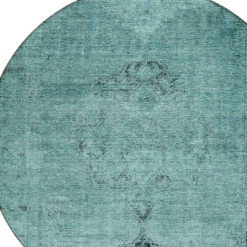 8' Teal Blue Turquoise And Charcoal Round Oriental Washable Indoor Outdoor Area Rug