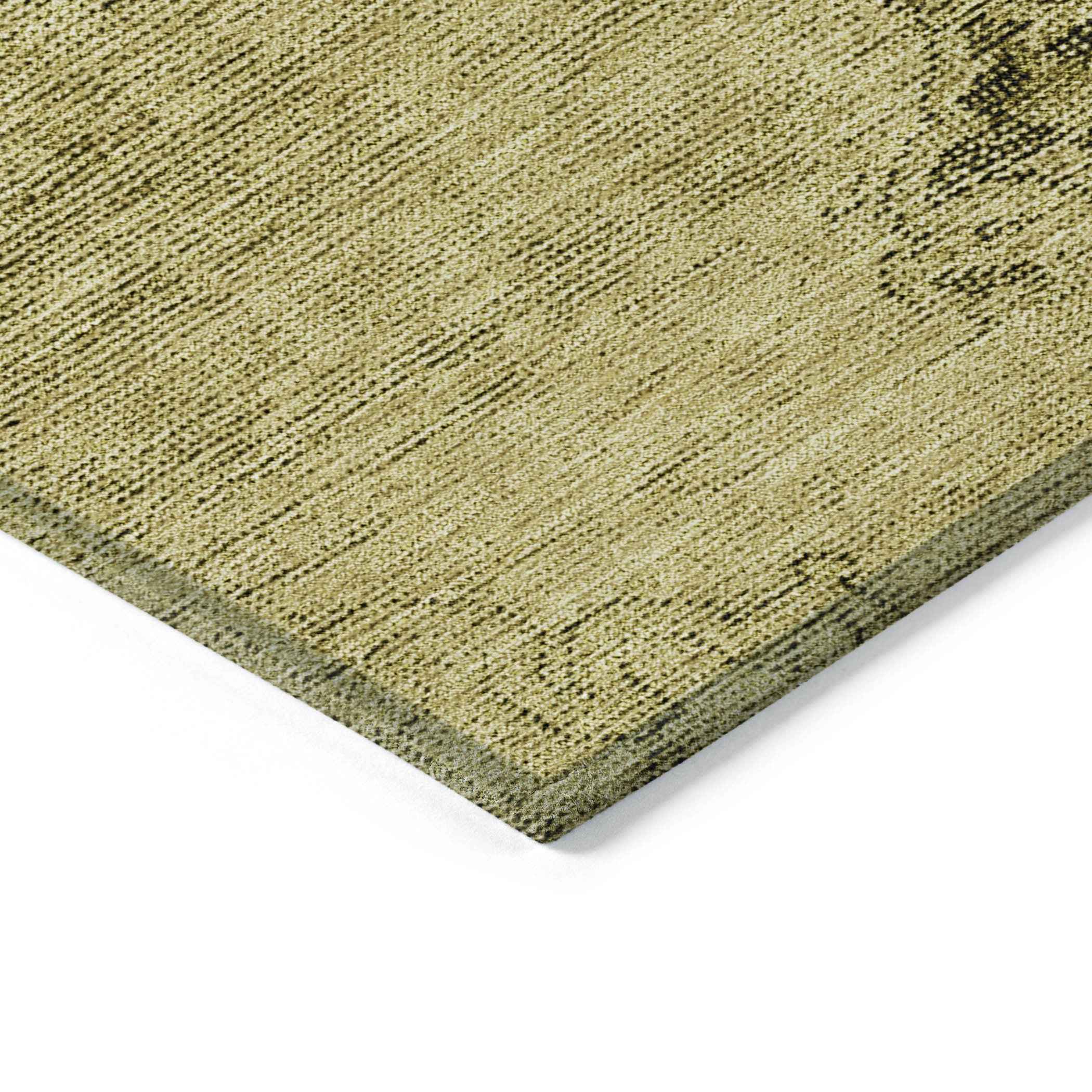 3' X 5' Gold Brown And Wheat Oriental Washable Indoor Outdoor Area Rug