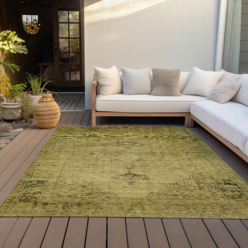 3' X 5' Gold Brown And Wheat Oriental Washable Indoor Outdoor Area Rug