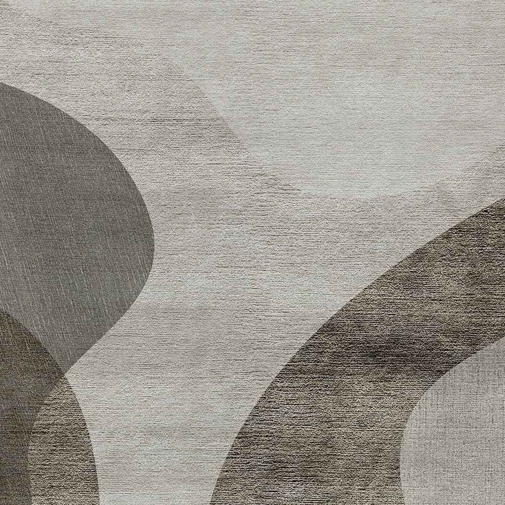 9' X 12' Taupe Beige And Chocolate Abstract Washable Indoor Outdoor Area Rug
