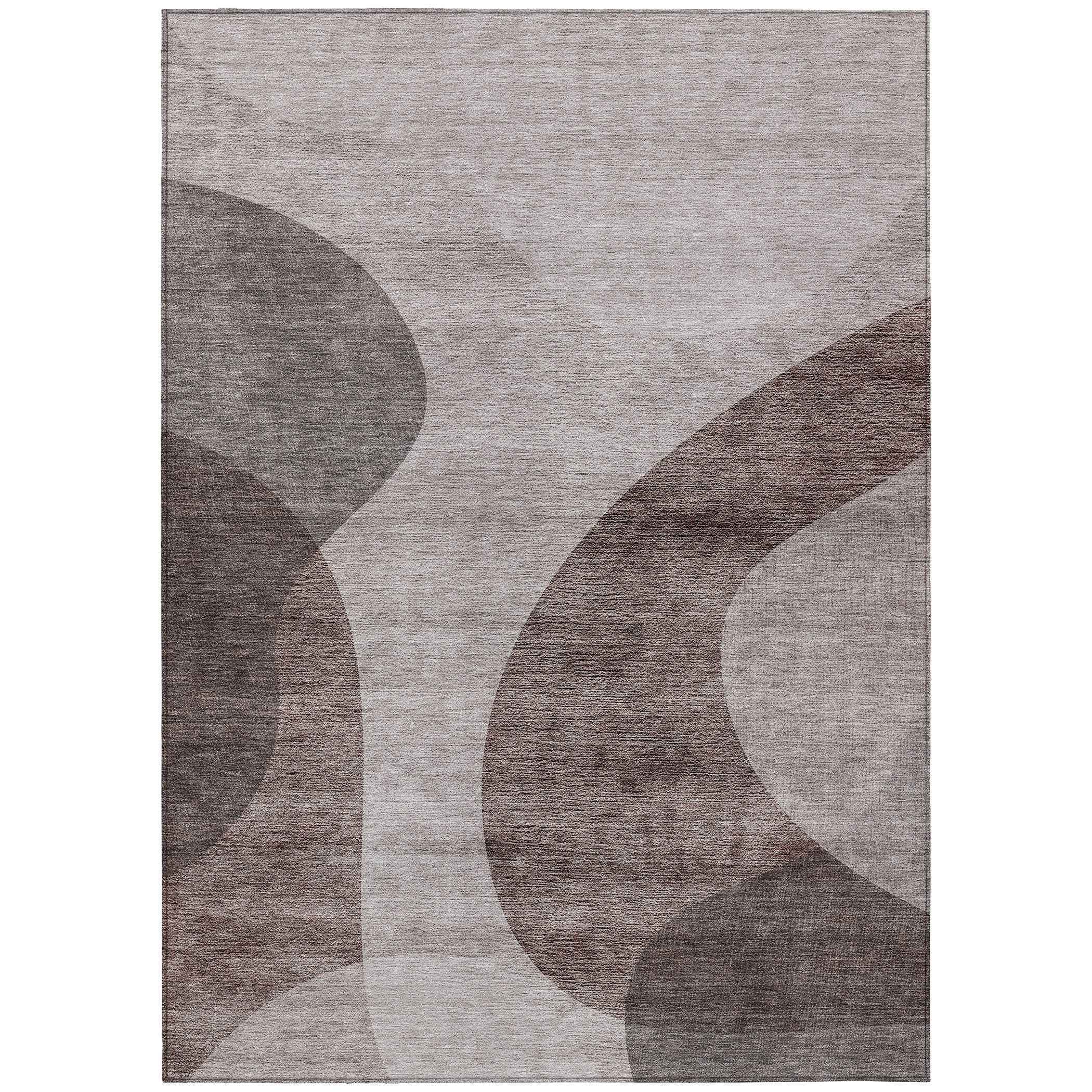 5' X 8' Brown Taupe And Beige Abstract Washable Indoor Outdoor Area Rug