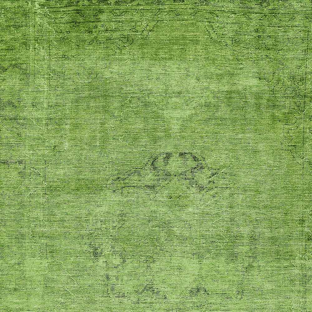 3' X 5' Green And Olive Green Oriental Washable Indoor Outdoor Area Rug