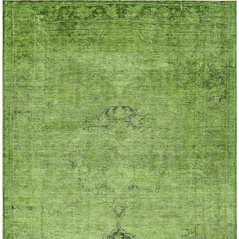 3' X 5' Green And Olive Green Oriental Washable Indoor Outdoor Area Rug