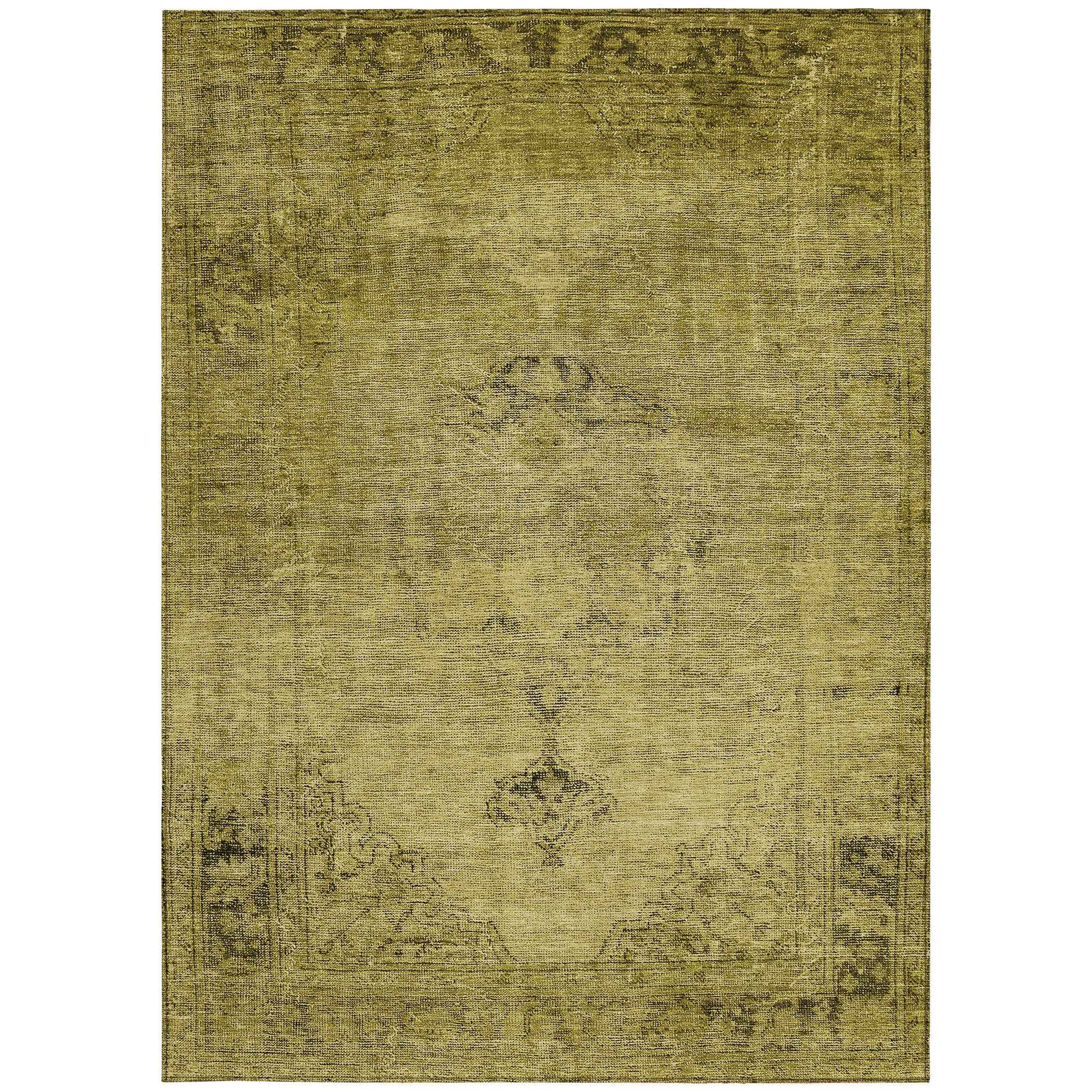 8' X 10' Gold Brown And Wheat Oriental Washable Indoor Outdoor Area Rug