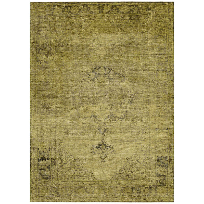 8' X 10' Gold Brown And Wheat Oriental Washable Indoor Outdoor Area Rug