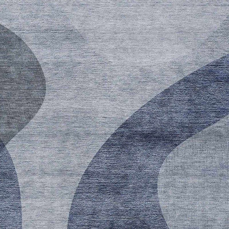 8' X 10' Denim Blue And Sky Blue Abstract Washable Indoor Outdoor Area Rug