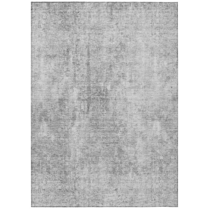 3' X 5' Gray Silver And Charcoal Abstract Washable Indoor Outdoor Area Rug