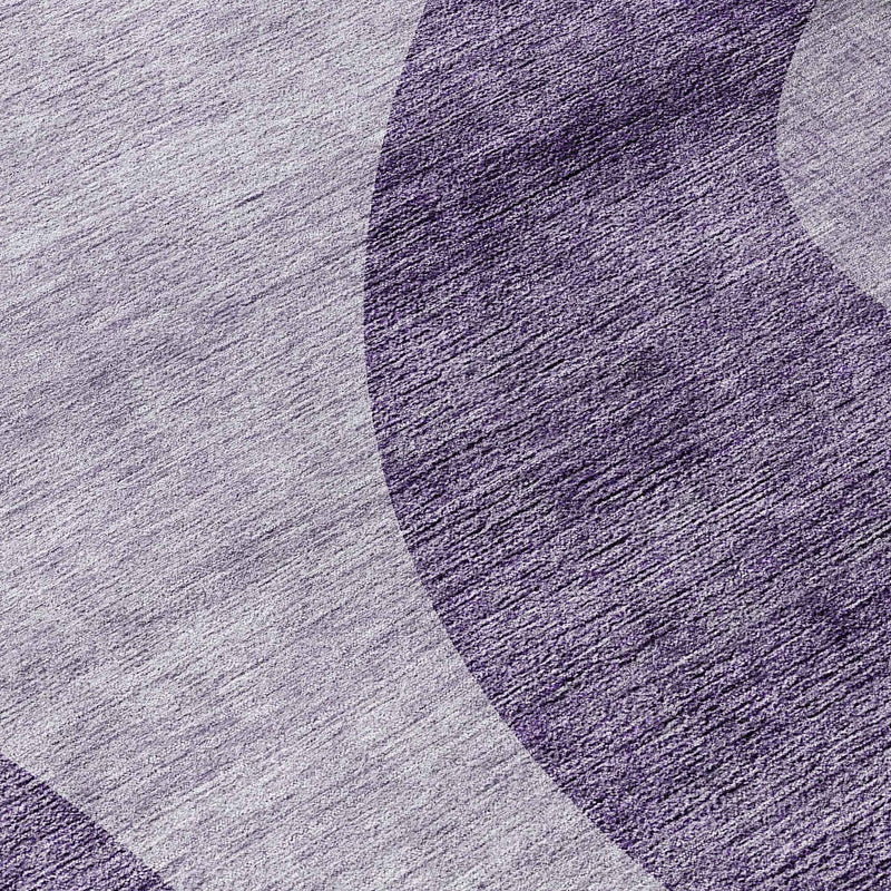 8' Purple Lavender And Eggplant Round Abstract Washable Indoor Outdoor Area Rug