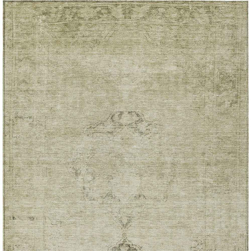 5' X 8' Beige Taupe And Brown Oriental Washable Indoor Outdoor Area Rug