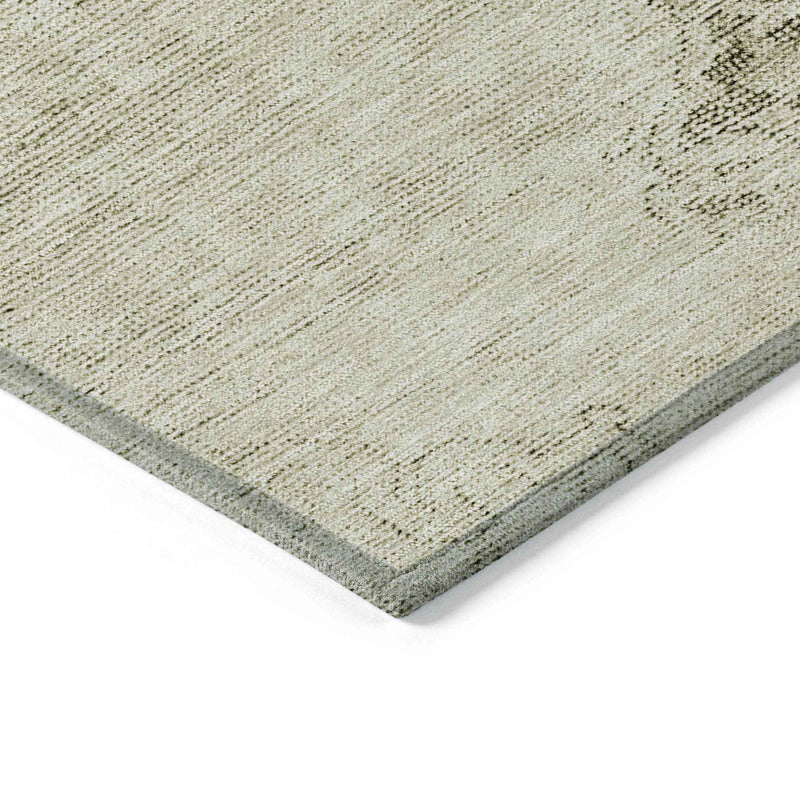 5' X 8' Beige Taupe And Brown Oriental Washable Indoor Outdoor Area Rug