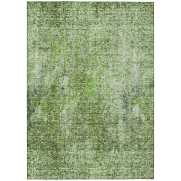 9' X 12' Olive Green And Artichoke Green Abstract Washable Indoor Outdoor Area Rug