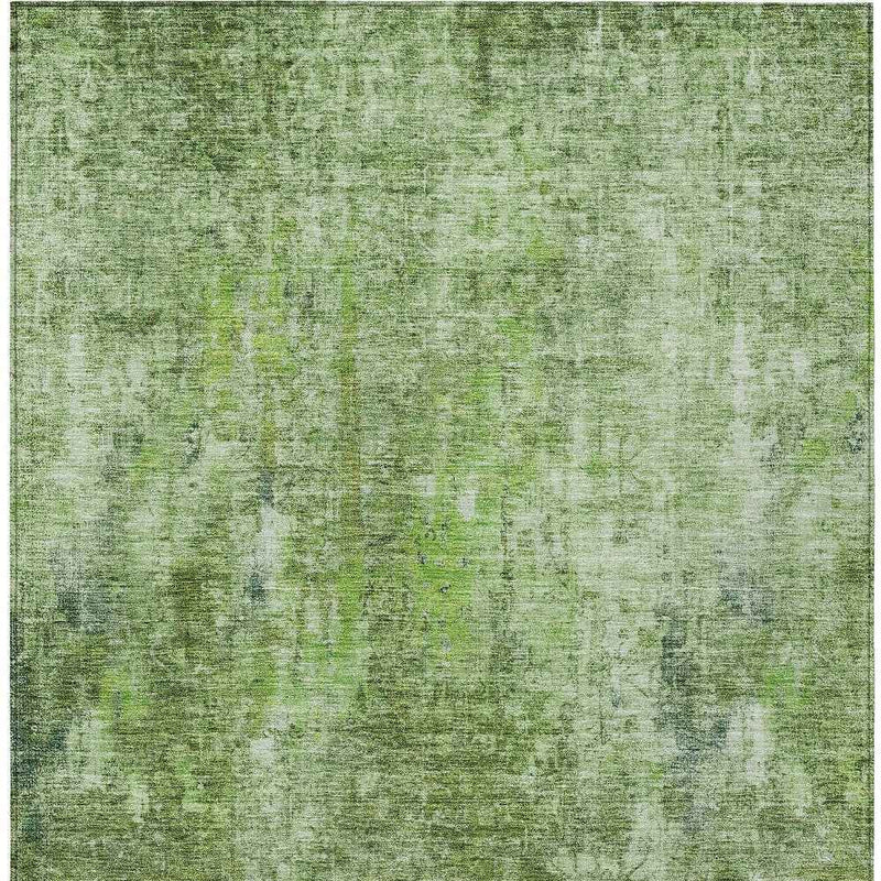 9' X 12' Olive Green And Artichoke Green Abstract Washable Indoor Outdoor Area Rug