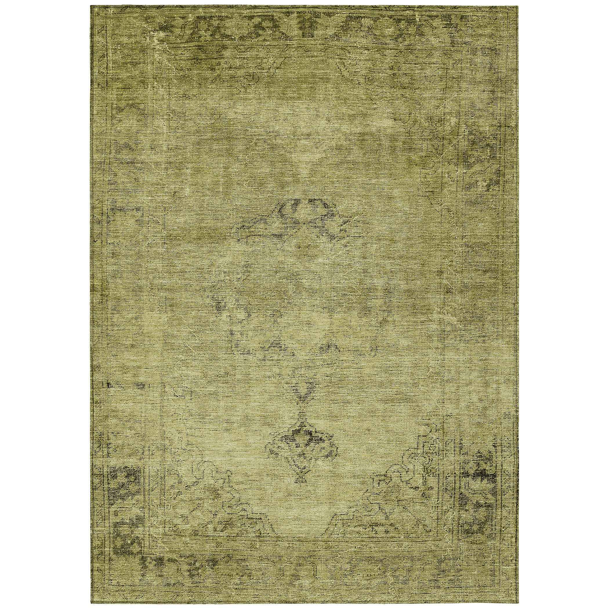 8' X 10' Khaki Brown And Taupe Oriental Washable Indoor Outdoor Area Rug