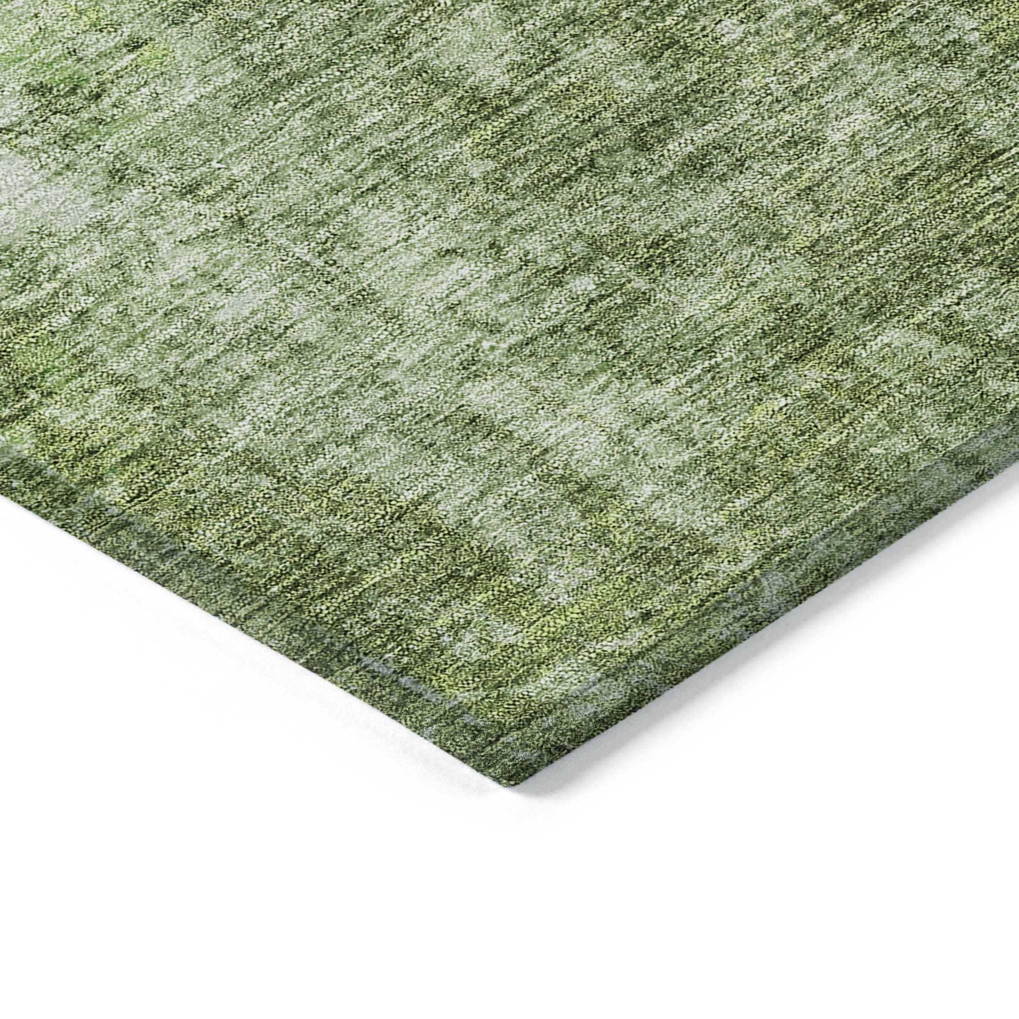 9' X 12' Olive Green And Artichoke Green Abstract Washable Indoor Outdoor Area Rug