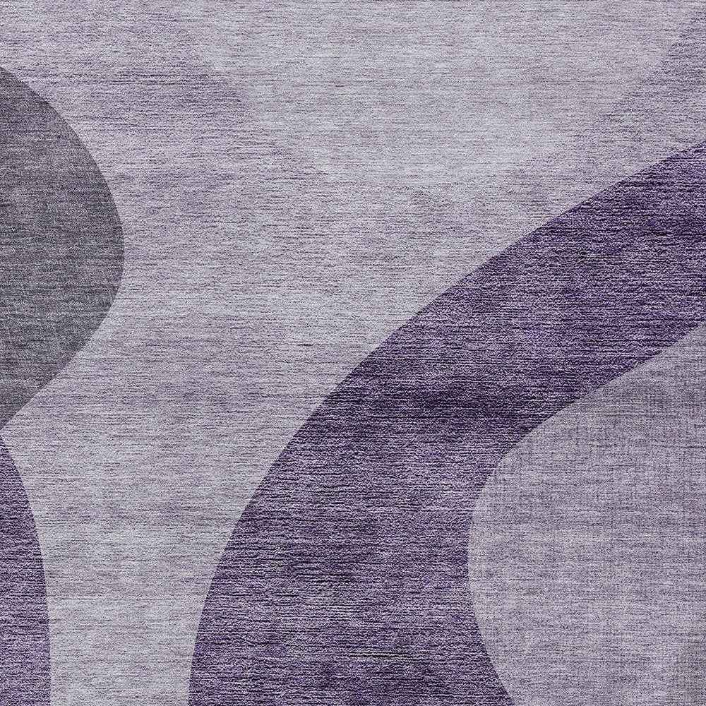5' X 8' Purple Lavender And Eggplant Abstract Washable Indoor Outdoor Area Rug