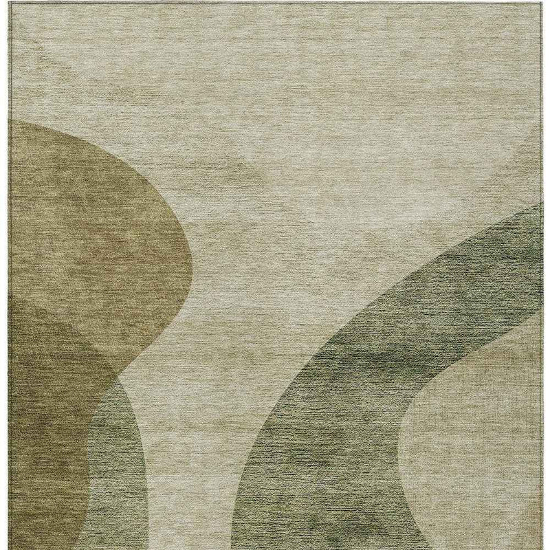 3' X 5' Beige And Chocolate Abstract Washable Indoor Outdoor Area Rug