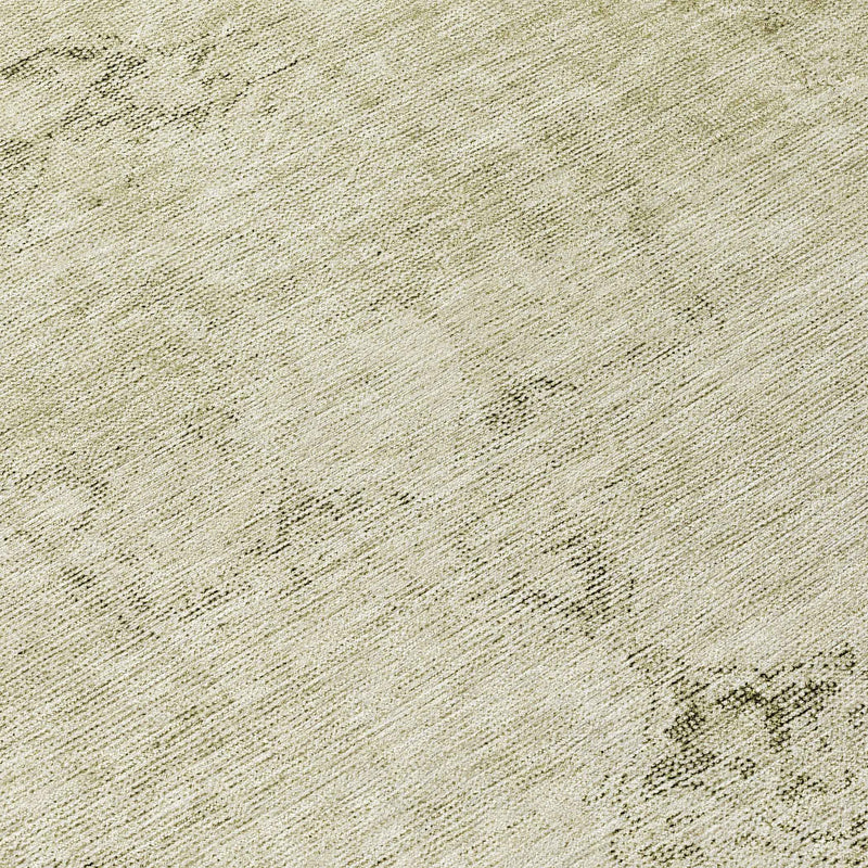 8' Beige Taupe And Brown Round Oriental Washable Indoor Outdoor Area Rug