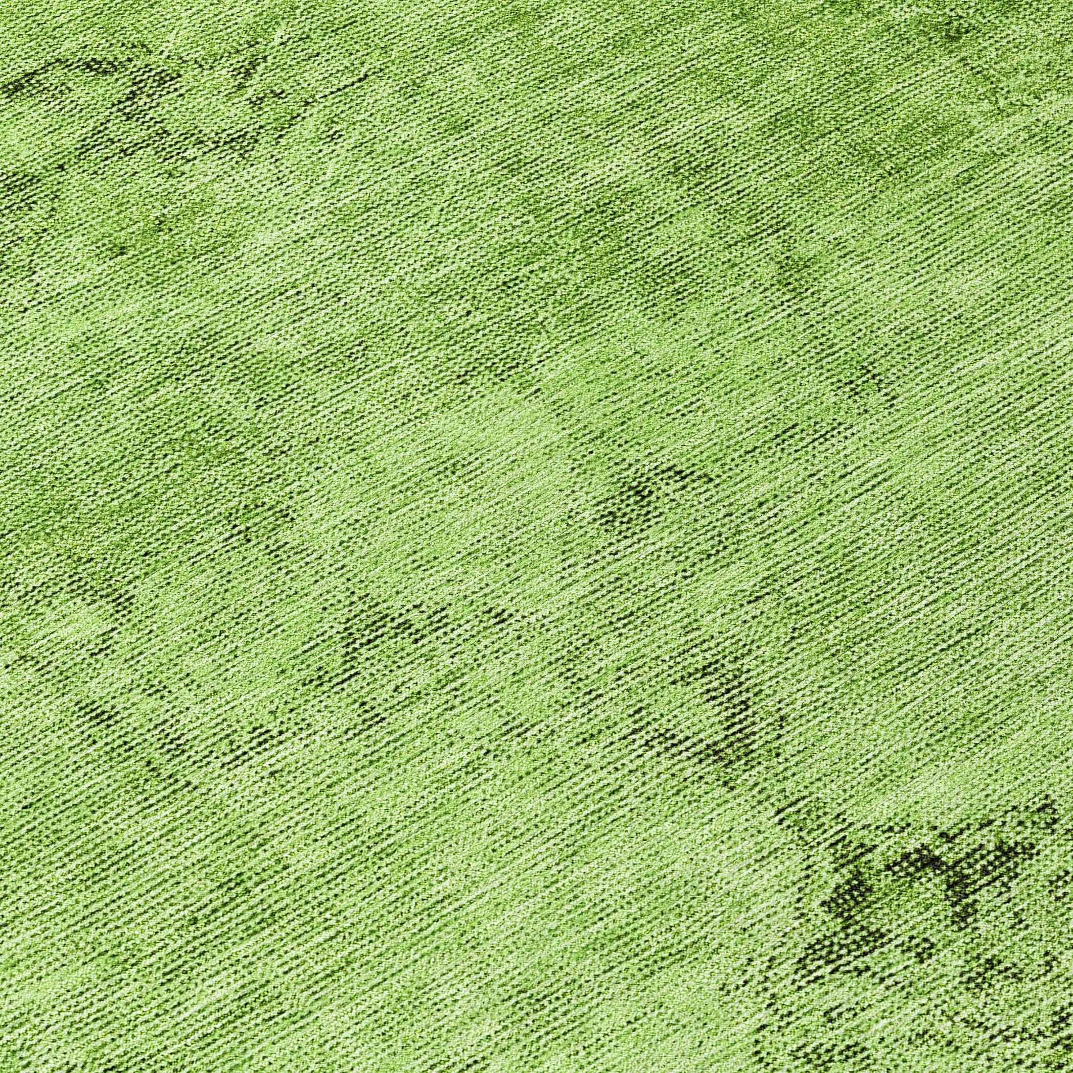 8' Green And Olive Green Round Oriental Washable Indoor Outdoor Area Rug