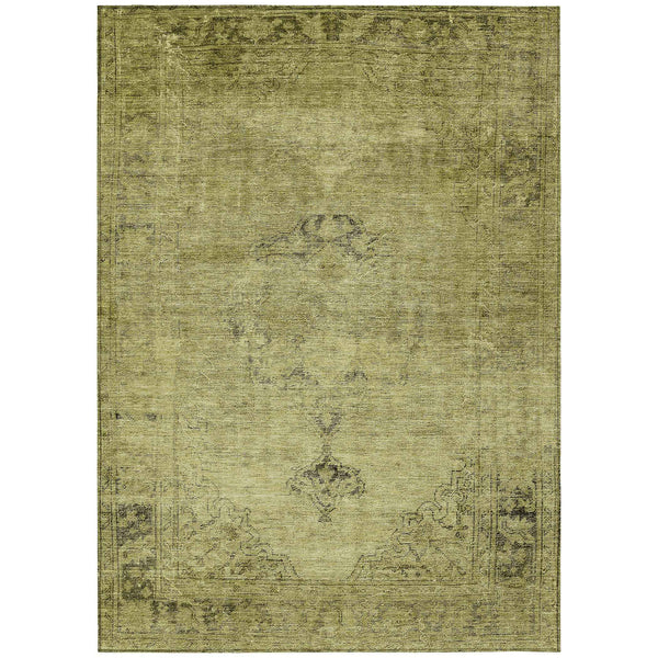 5' X 8' Khaki Brown And Taupe Oriental Washable Indoor Outdoor Area Rug