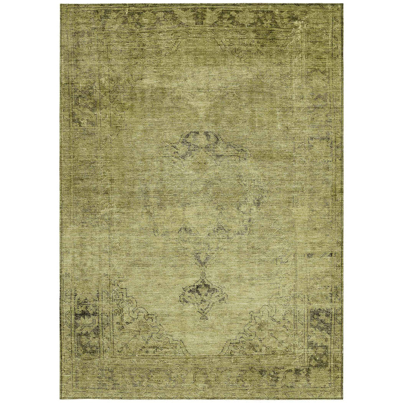 5' X 8' Khaki Brown And Taupe Oriental Washable Indoor Outdoor Area Rug