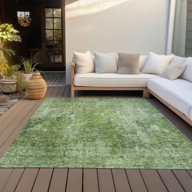 8' X 10' Olive Green And Artichoke Green Abstract Washable Indoor Outdoor Area Rug