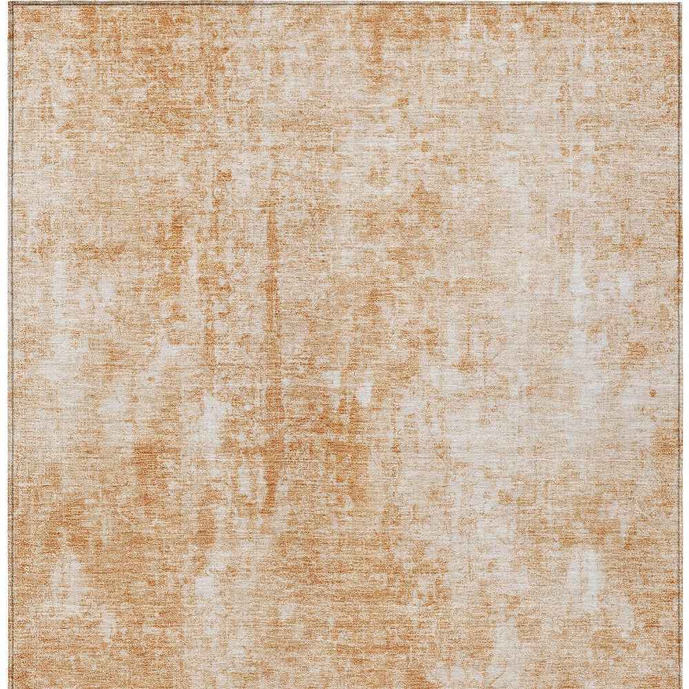 10' X 14' Terra Cotta Copper And Ivory Abstract Washable Indoor Outdoor Area Rug