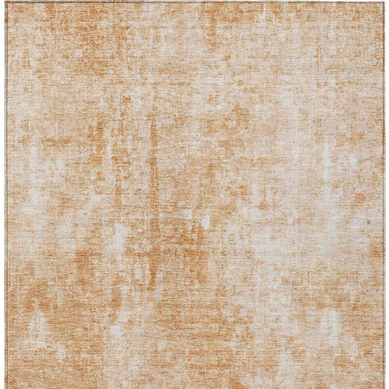 10' X 14' Terra Cotta Copper And Ivory Abstract Washable Indoor Outdoor Area Rug