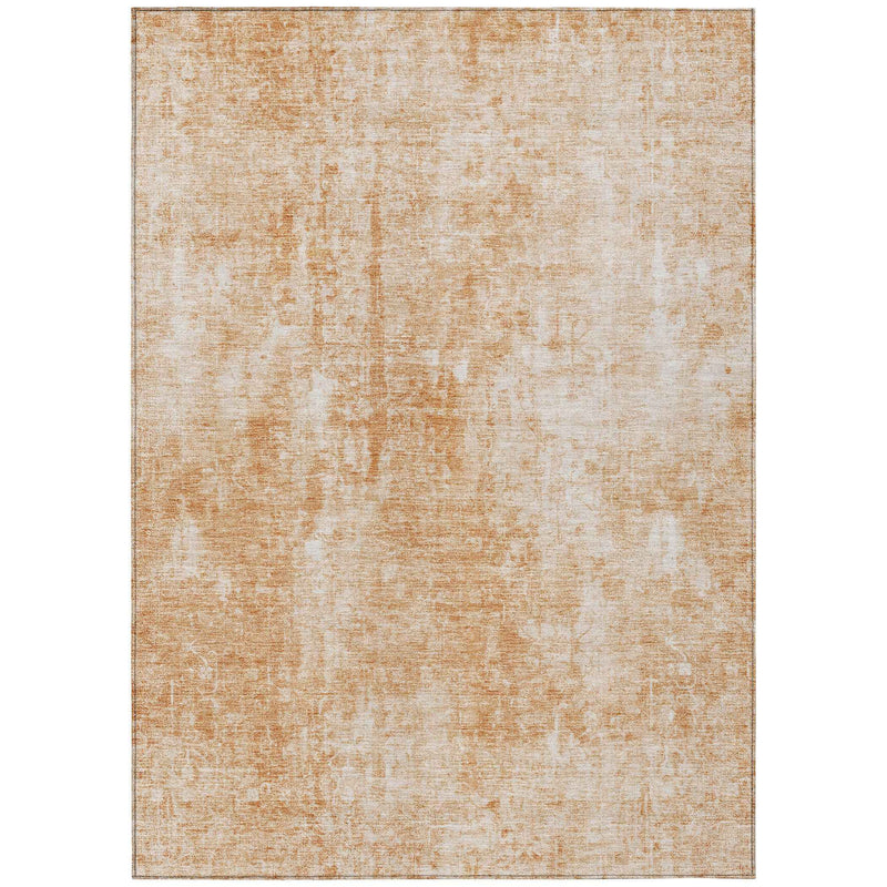 10' X 14' Terra Cotta Copper And Ivory Abstract Washable Indoor Outdoor Area Rug