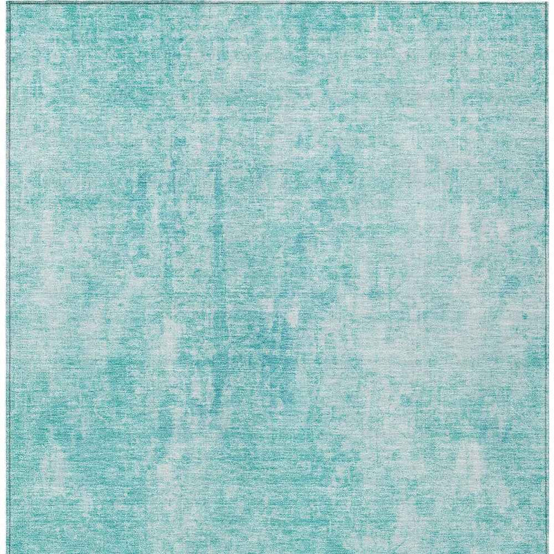 8' X 10' Teal Blue And Ivory Abstract Washable Indoor Outdoor Area Rug
