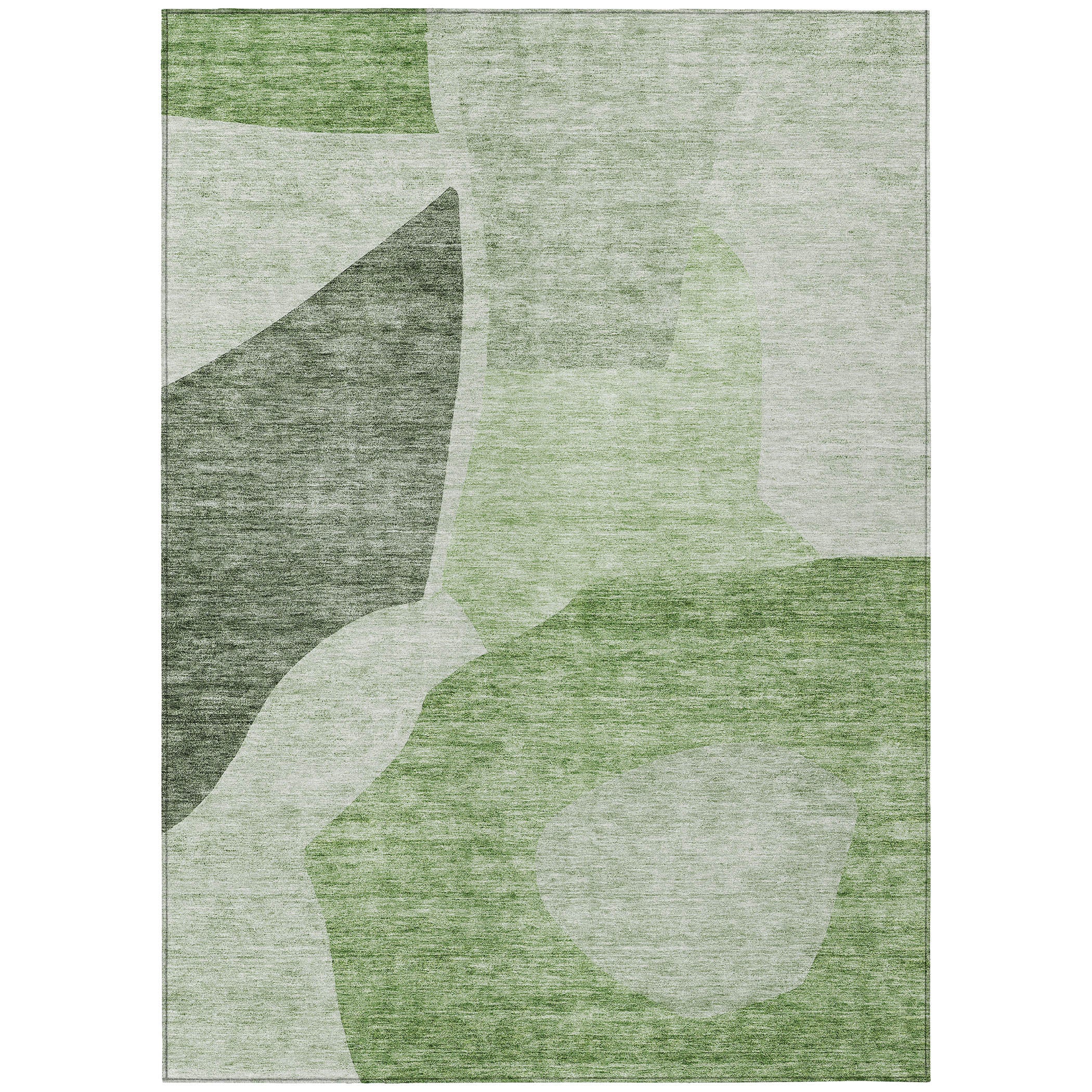 9' X 12' Olive Green And Fern Green Abstract Washable Indoor Outdoor Area Rug - Outdoor