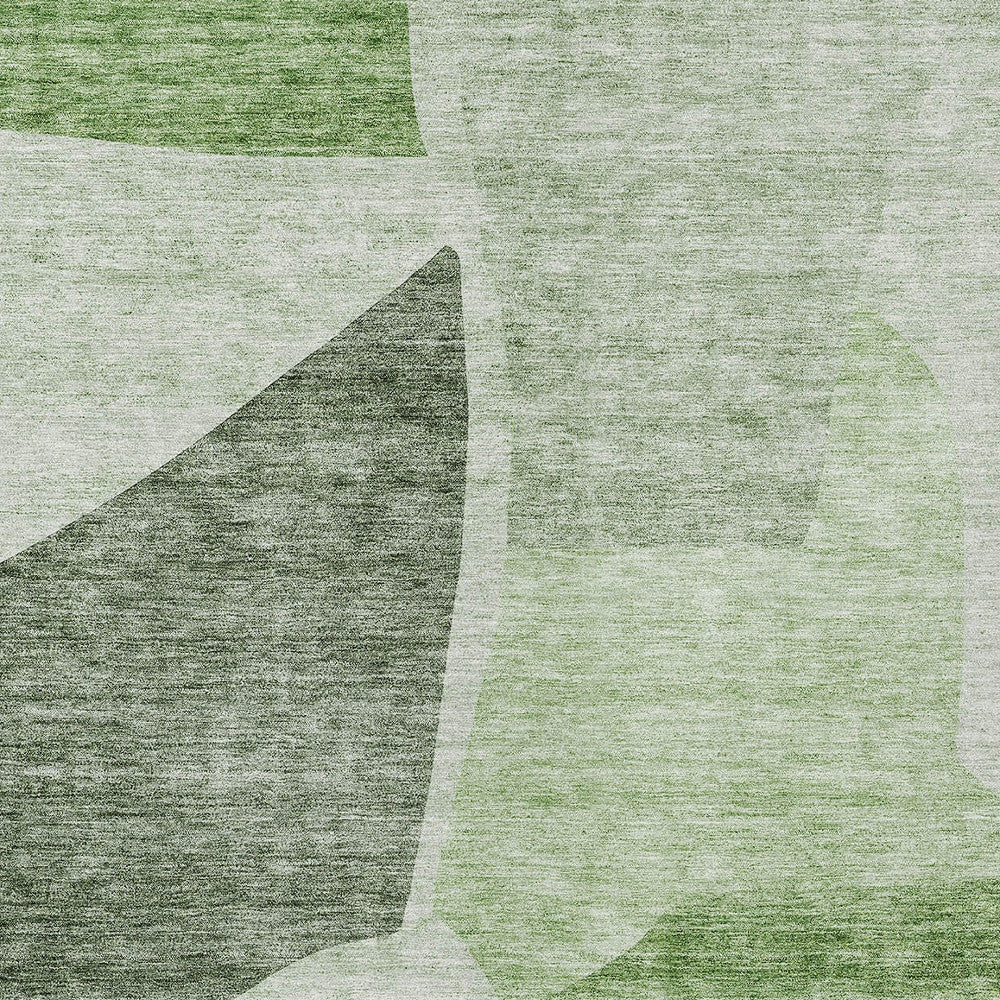 9' X 12' Olive Green And Fern Green Abstract Washable Indoor Outdoor Area Rug - Outdoor