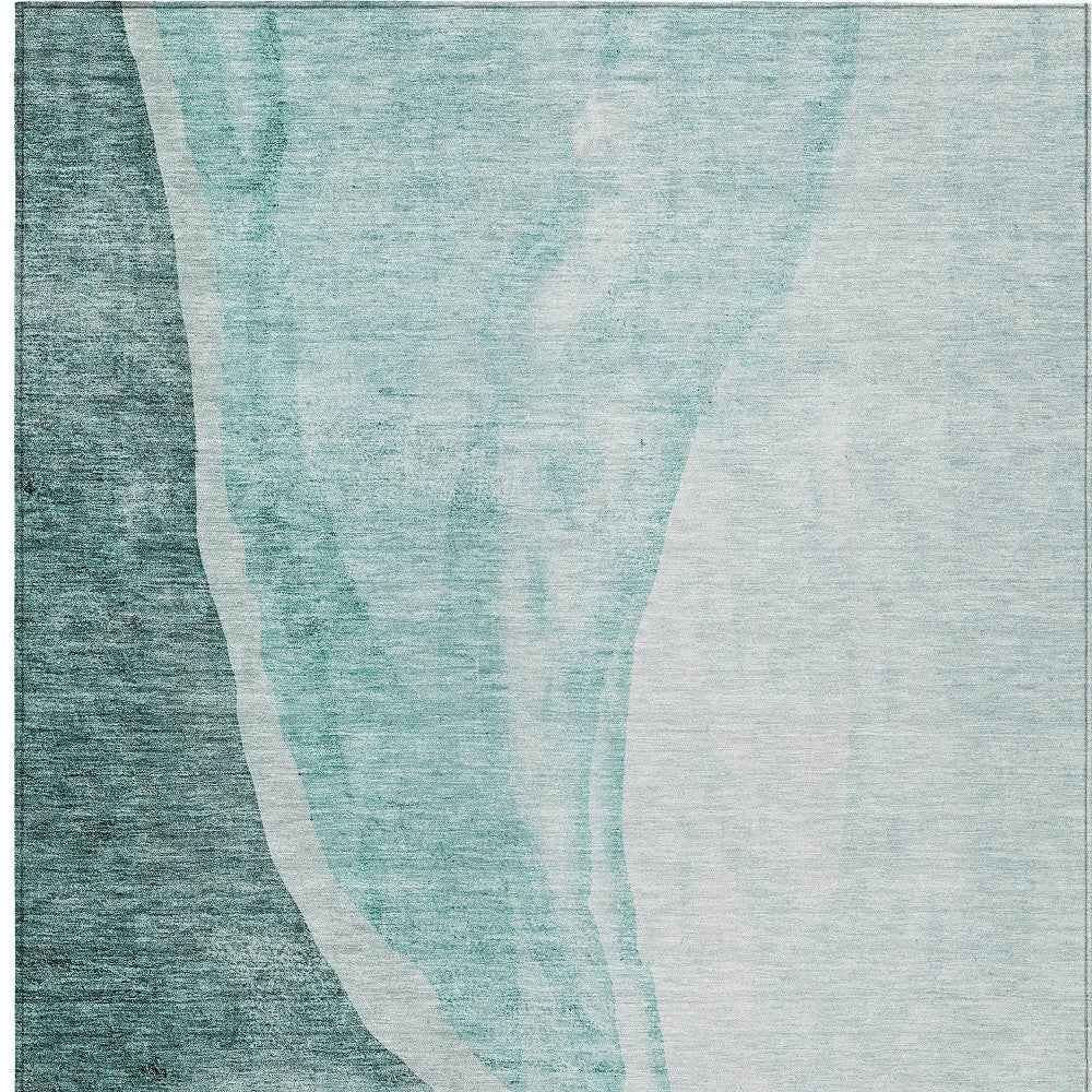 3' X 5' Teal Blue Aqua And Mint Green Abstract Washable Indoor Outdoor Area Rug