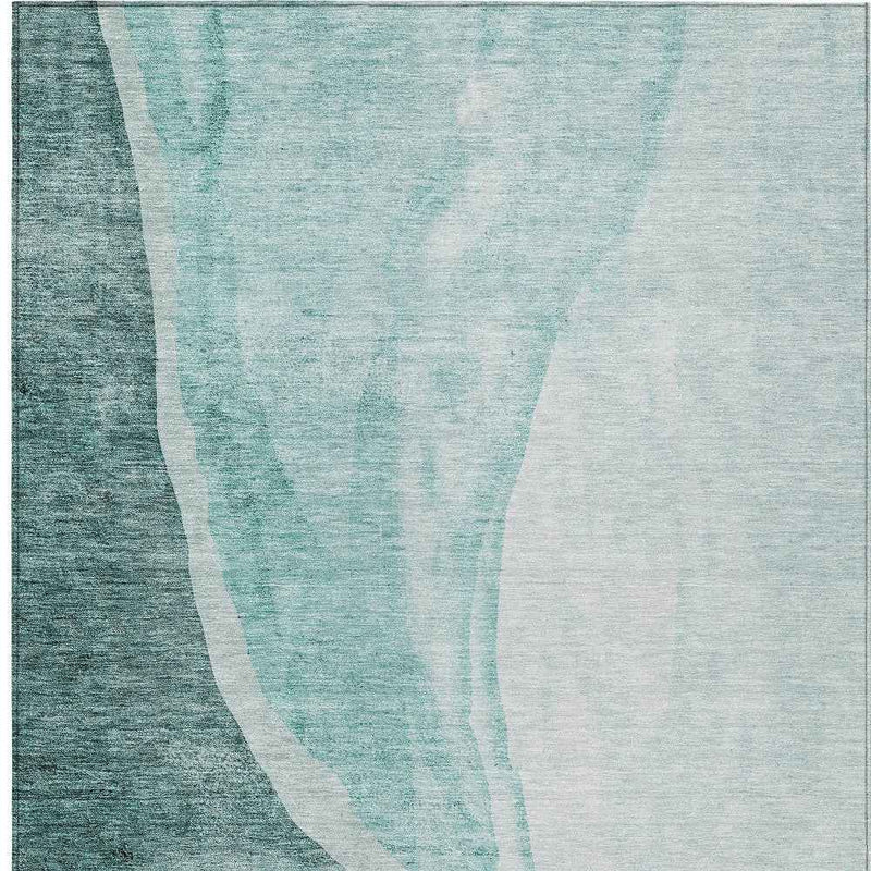 3' X 5' Teal Blue Aqua And Mint Green Abstract Washable Indoor Outdoor Area Rug