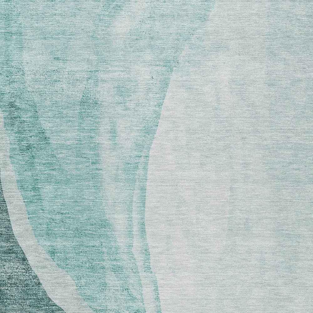 3' X 5' Teal Blue Aqua And Mint Green Abstract Washable Indoor Outdoor Area Rug