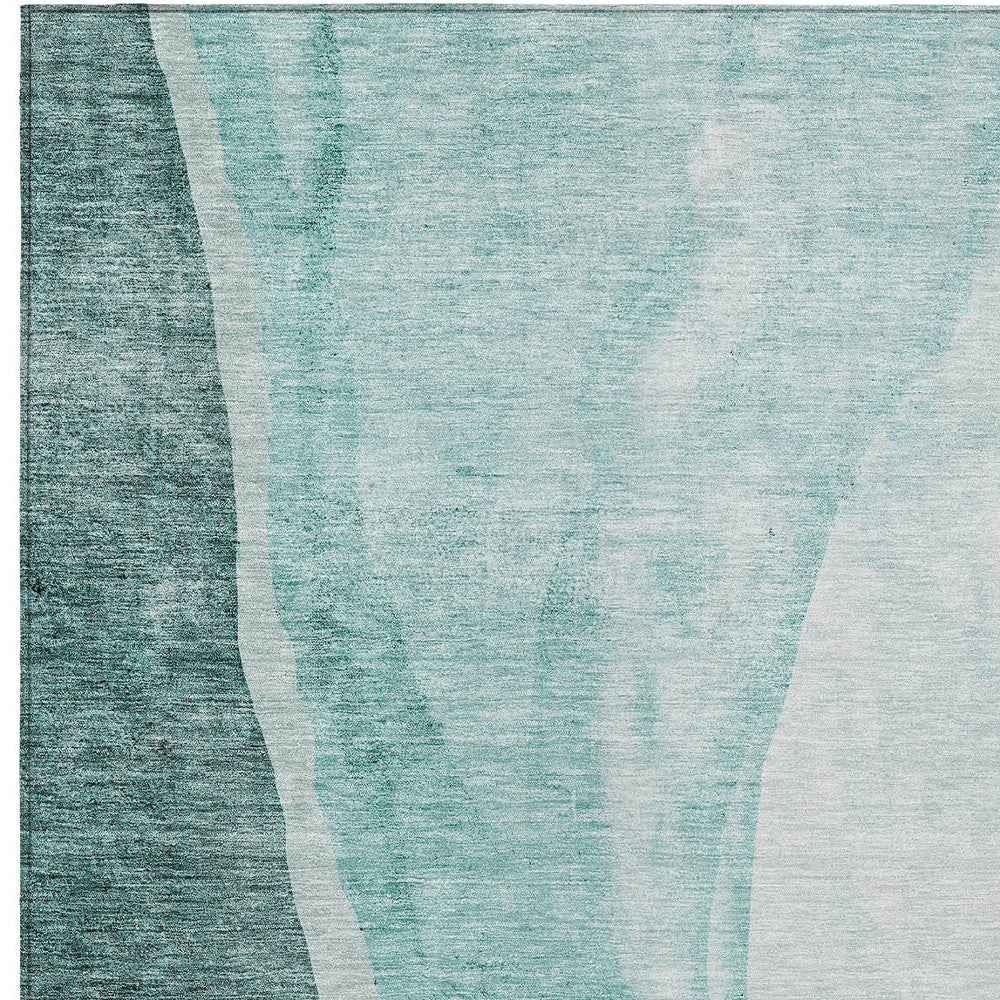 9' X 12' Teal Blue Aqua And Mint Green Abstract Washable Indoor Outdoor Area Rug