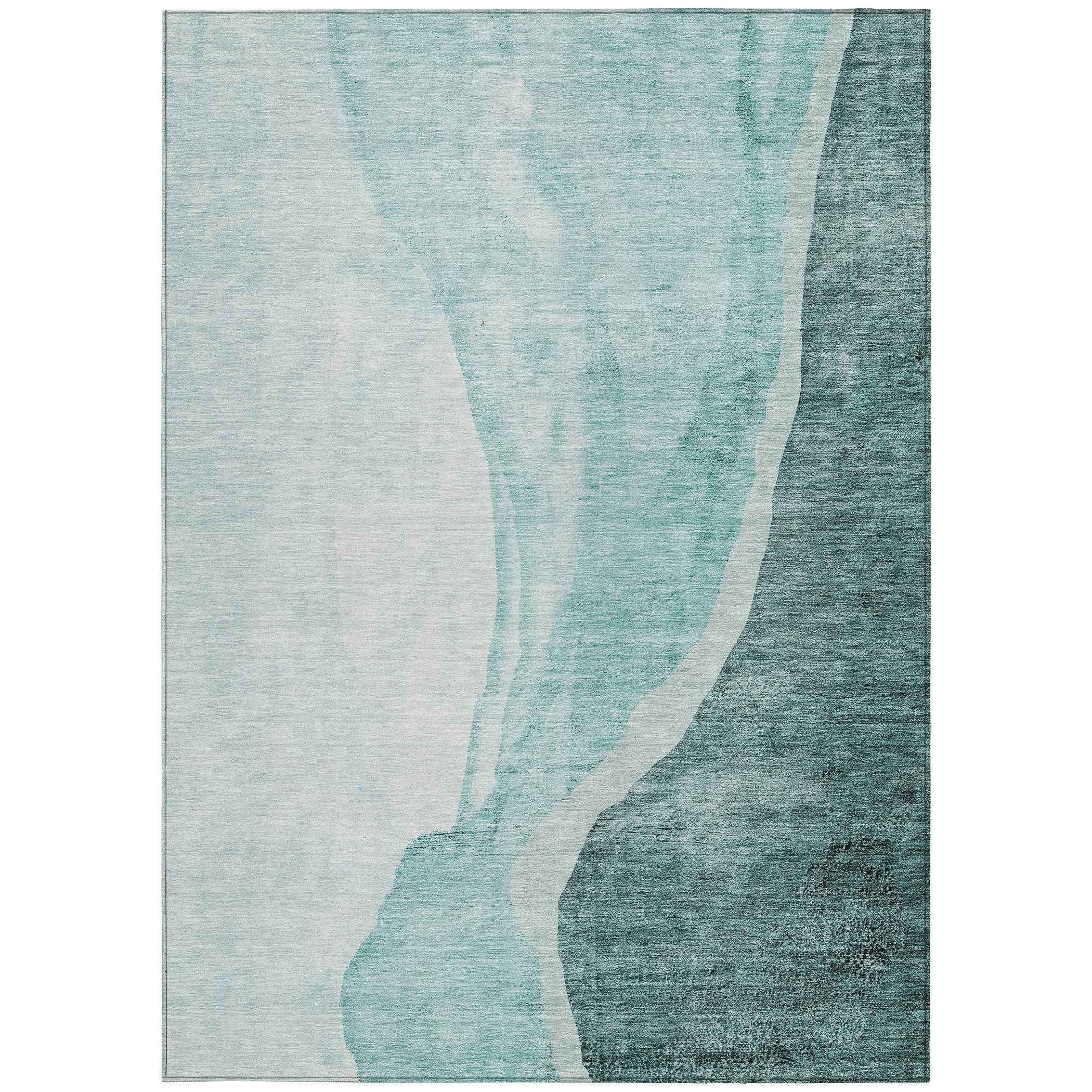 9' X 12' Teal Blue Aqua And Mint Green Abstract Washable Indoor Outdoor Area Rug