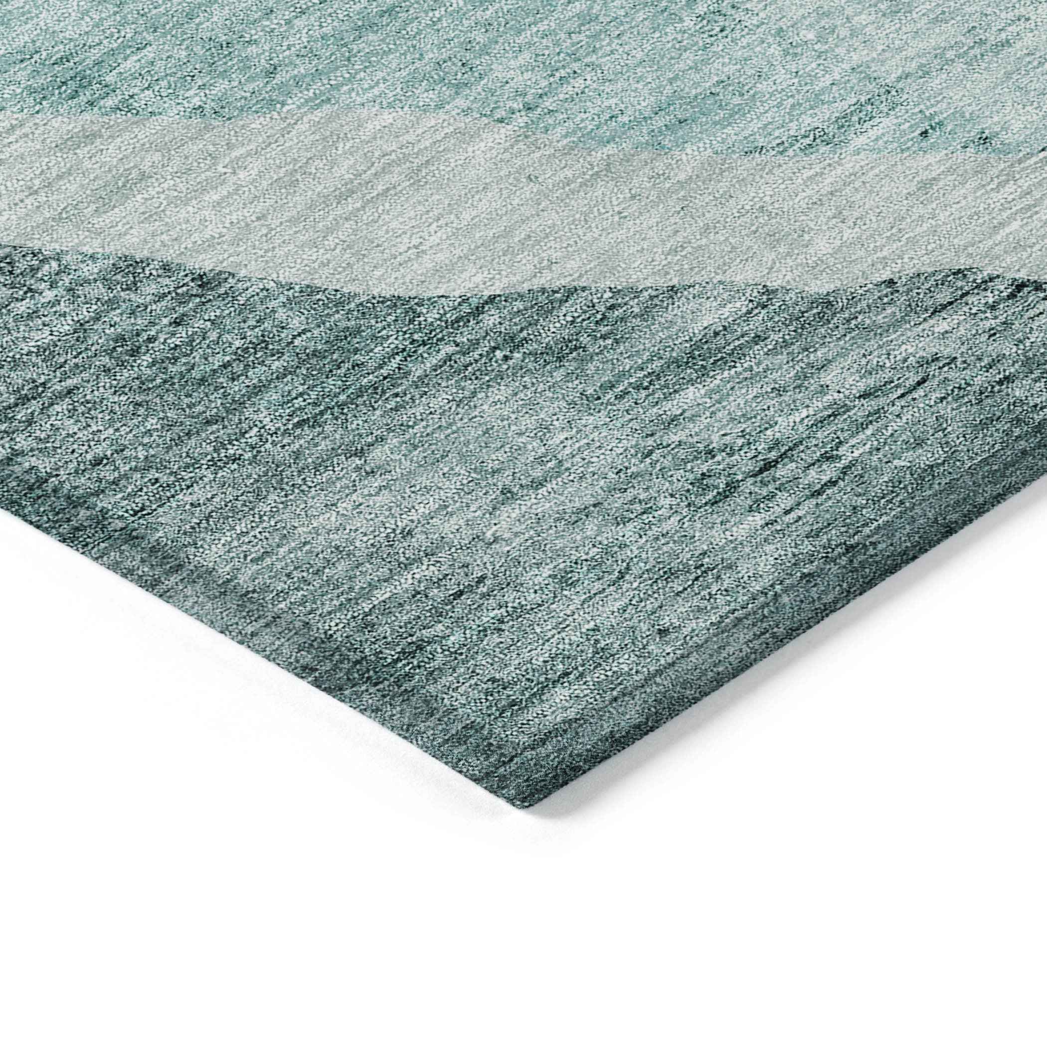9' X 12' Teal Blue Aqua And Mint Green Abstract Washable Indoor Outdoor Area Rug