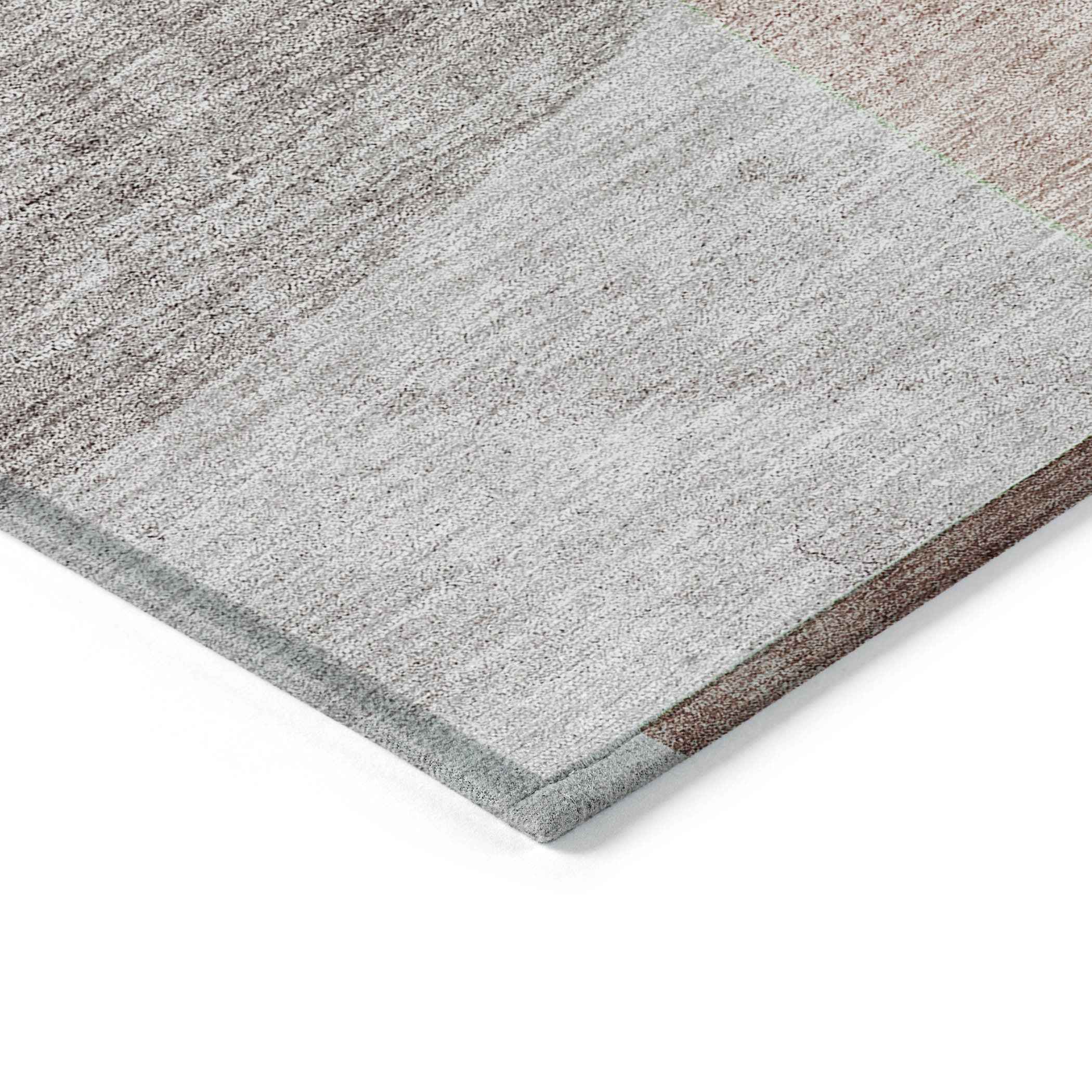 8' X 10' Copper Red And Gray Geometric Washable Indoor Outdoor Area Rug