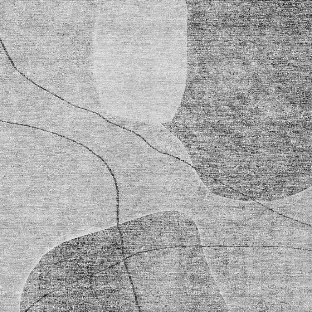 9' X 12' Gray Charcoal And Silver Abstract Washable Indoor Outdoor Area Rug