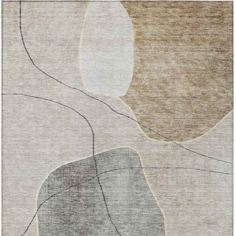 9' X 12' Beige Brown And Taupe Abstract Washable Indoor Outdoor Area Rug